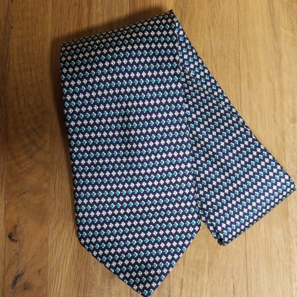 Angelo Bosani Italy Silk Tie Teal Black Silver Mob